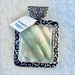 Gorgeous Lia Sophia Mother of Pearl jewelry Pendant  iridescent white